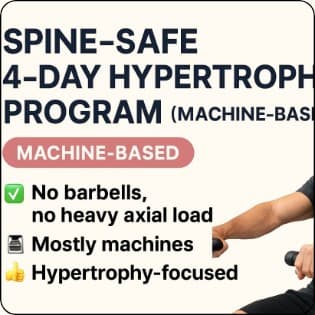 Spine-Safe 4-Day Hypertrophy Program Machine Based